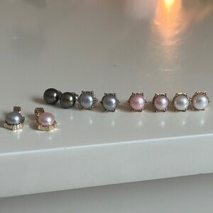 Gold Assorted Pearl Earrings Set of 4 NWOT